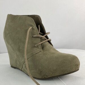 X-Appeal beige wedge booties 6.5